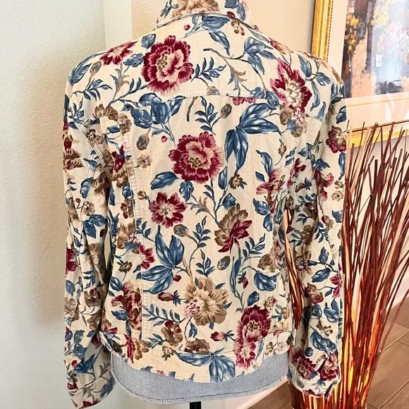 Vintage Lizwear Jeans Floral Corduroy Jacket by Liz Claiborne - Picture 5 of 15